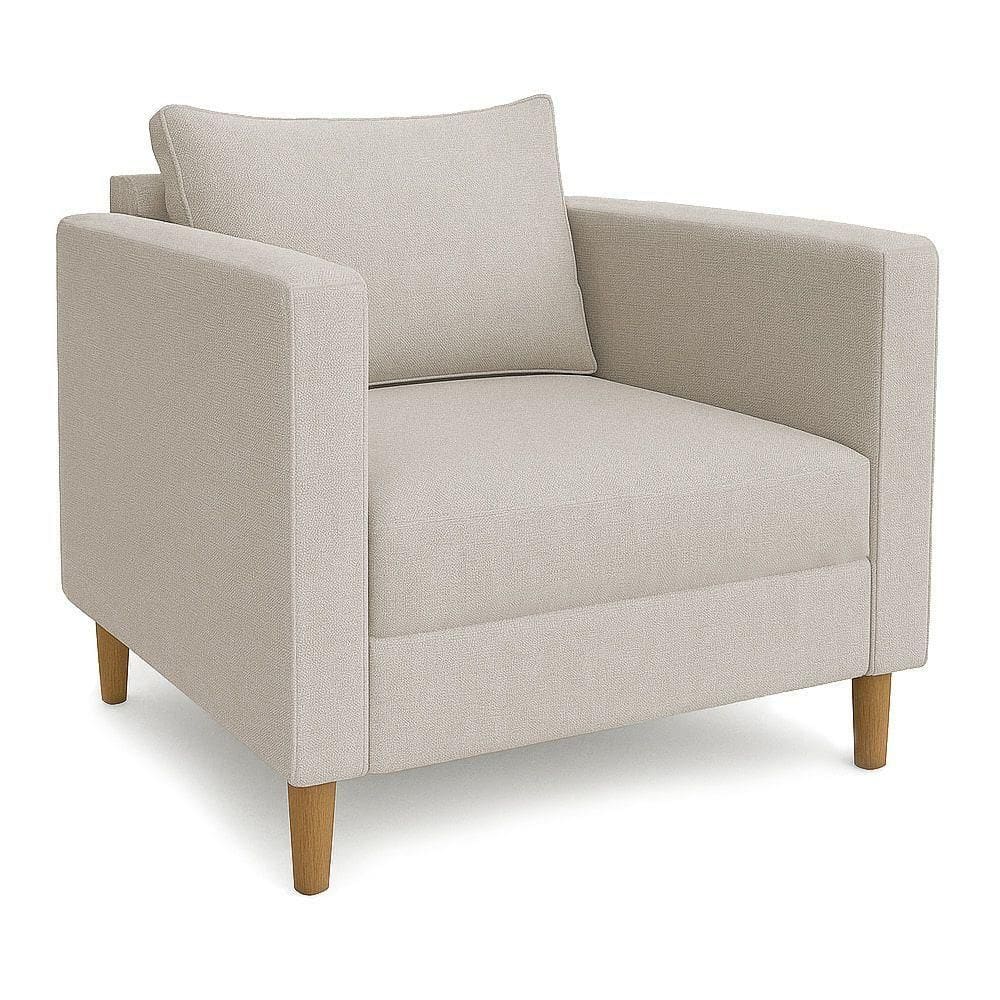 Poltrona Decorativa Helena Linho Pés Madeira Bege