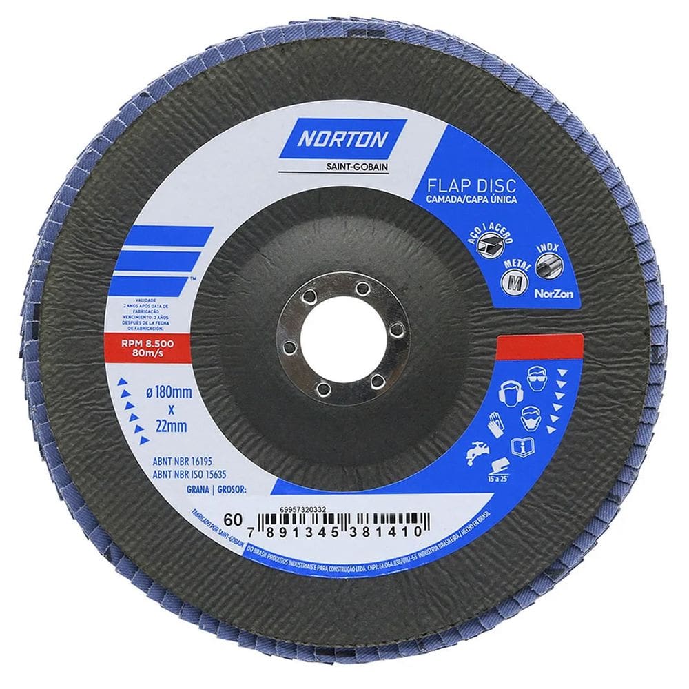 Disco Lixa Flap R-822 - 180 X 22 - G 60