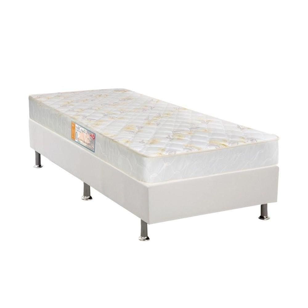 Cama Box Com Auxiliar Solteiro Colchão Anatômico Castor Sleep Firme + Base Crc Courano White(88x188)