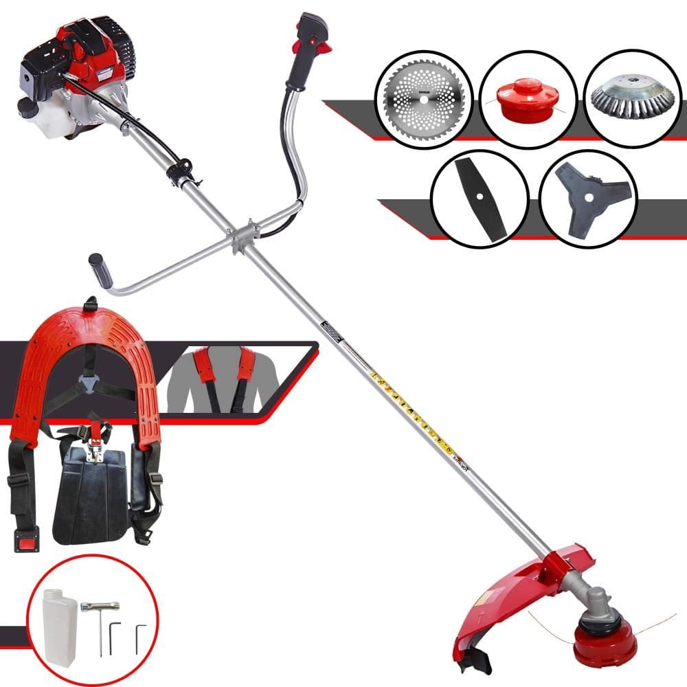 Roçadeira Com Sistema Anti-Vibração Toyama RT52L 52cc 10.000rpm 2HP Com Carretel e Lâmina 3 Pontas + Lâmina Facão + Lâmina 40 Dentes Vídea + Escova