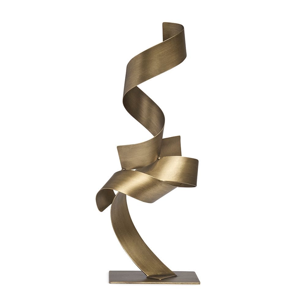 Escultura Decorativa Abstrata em Metal Bronze 47cm 21290 Mart