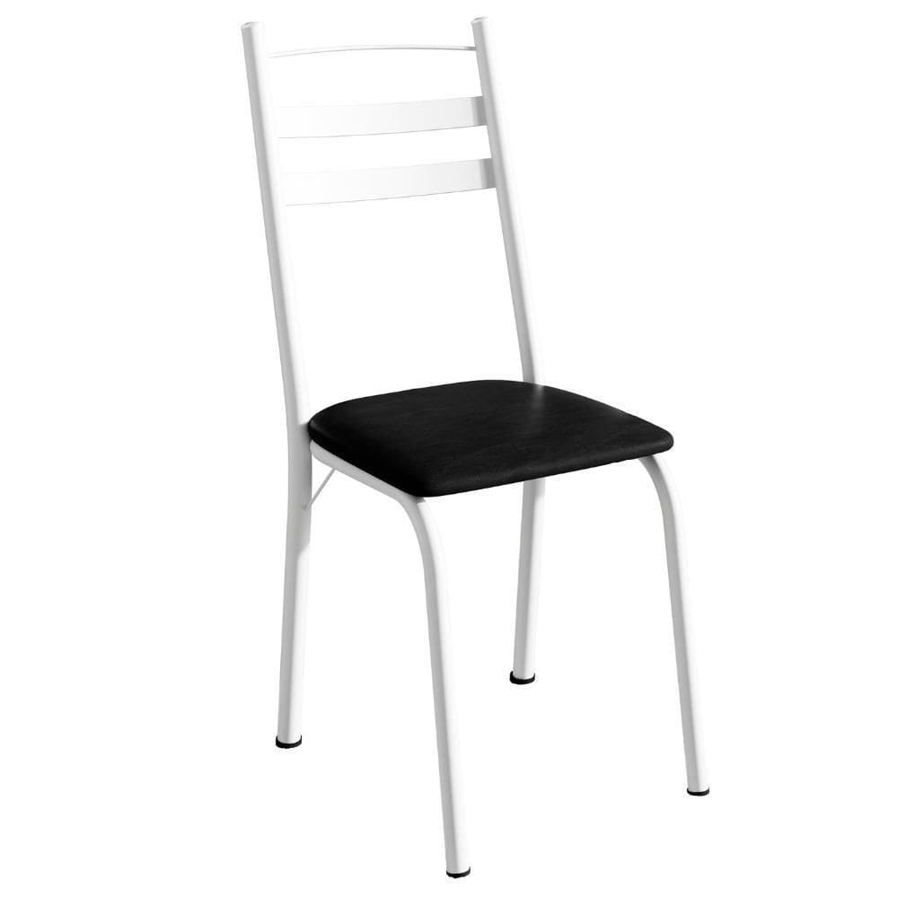 Cadeira Tubular America 061 Branco Assento Preto Brilhante Artef Preto Brilhante