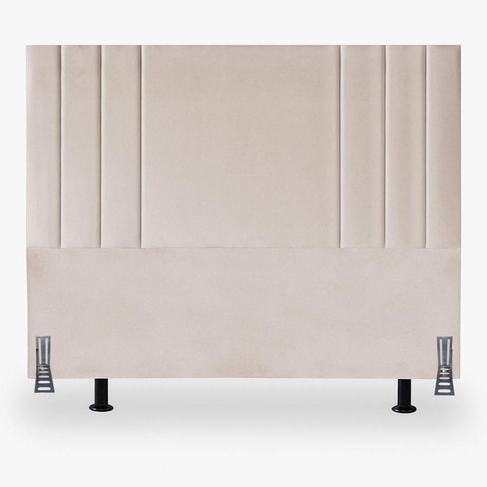 Cabeceira 100 Cm Solteirão Cama Box Estofada Veludo Frame Bege