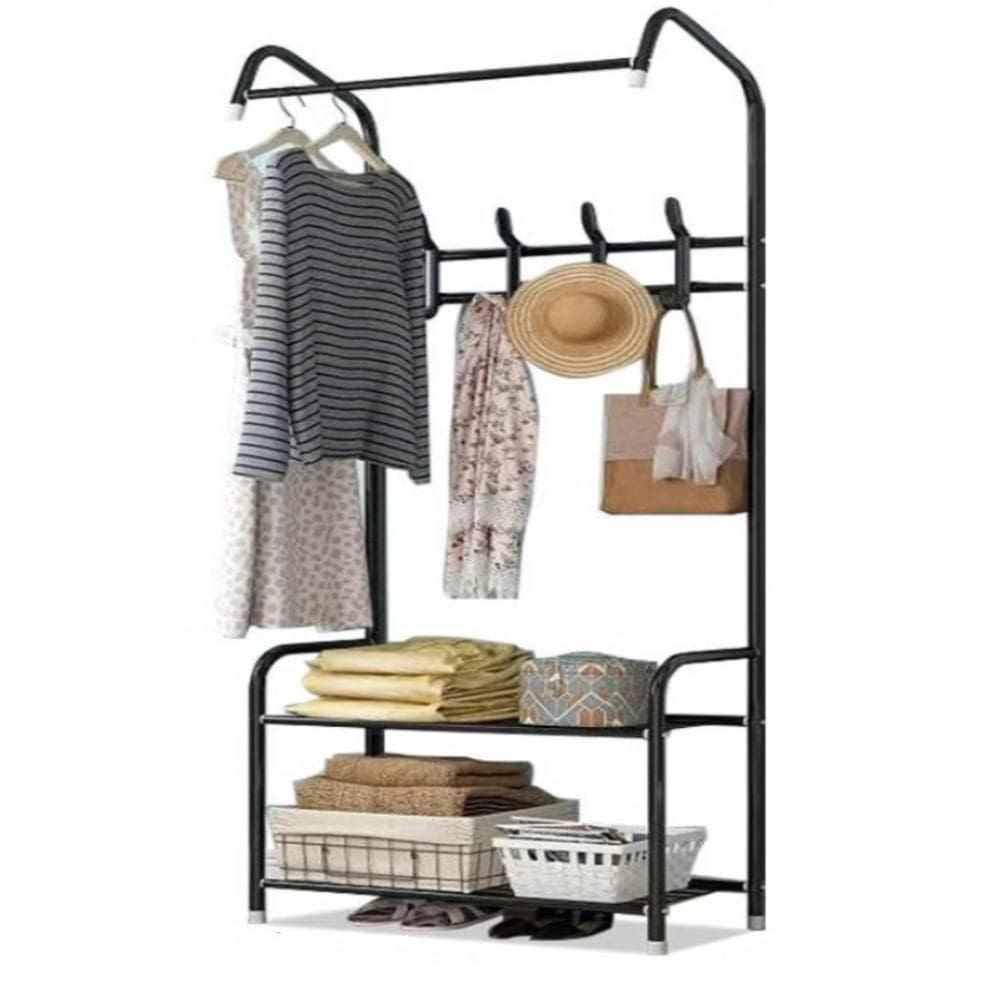Guarda Roupas Arara Cabideiro Com Prateleira Organizador Roupeiro Sapateira Duplo Multiuso Quarto