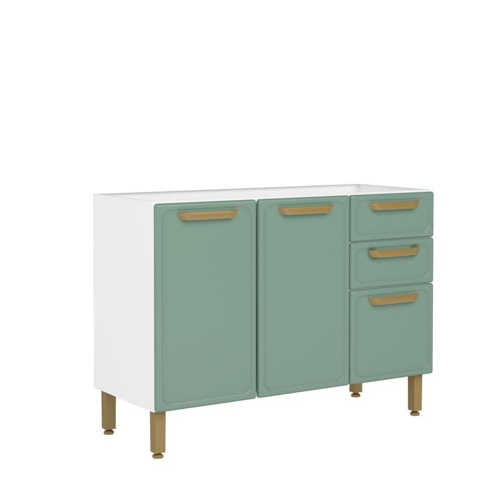 Balcão De Aço 3 Portas 2 Gavetas Verde Bella Bertolini Verde/branco