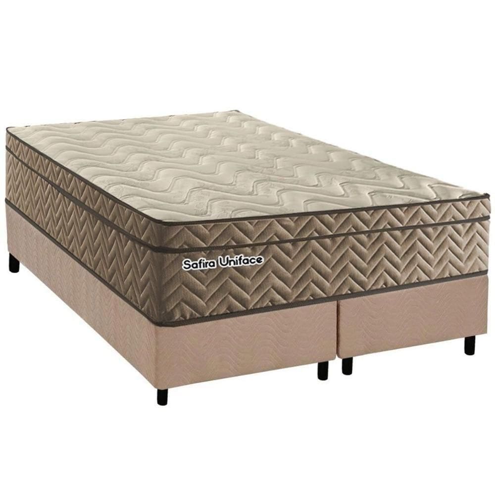 Cama Box Queen: Colchão Molas Ensacadas Paropas Safira Uniface + Base Crc Suede Clean (158x198)
