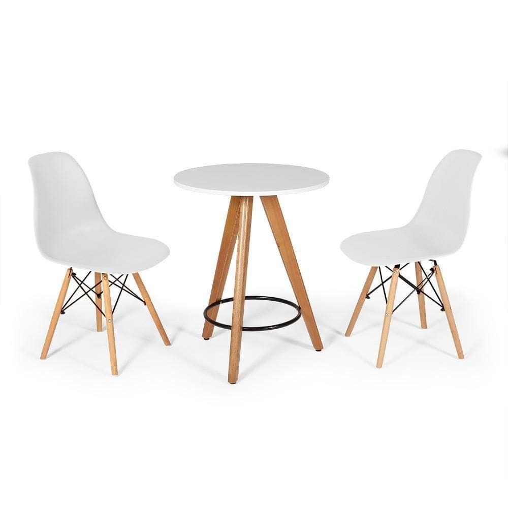 Conjunto Mesa Redonda Aline 2 Cadeiras Eames Eiffel - Branco