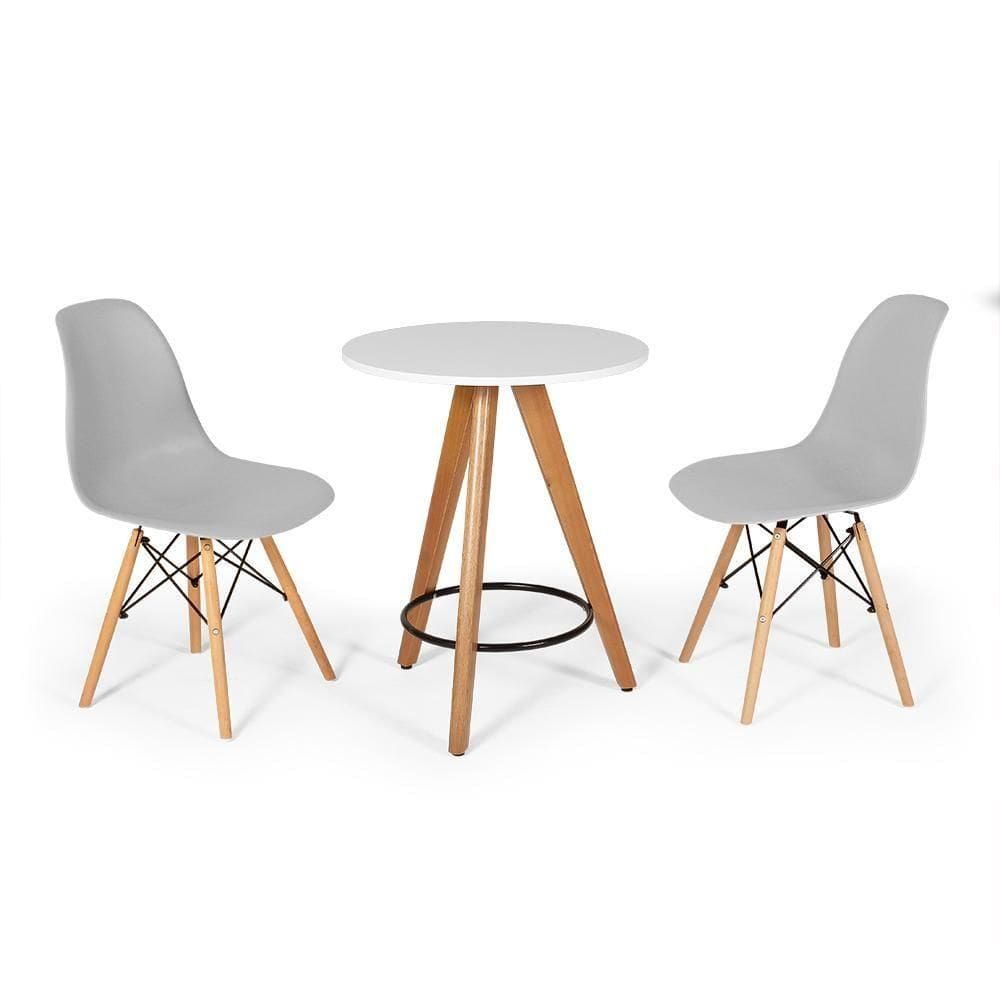 Conjunto Mesa Redonda Aline 2 Cadeiras Eames Eiffel - Cinza