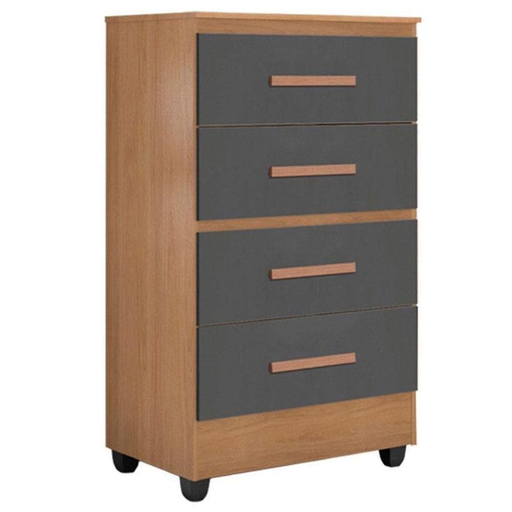 Cômoda Lite 4 Gavetas Nature Cinza - Móveis Leão