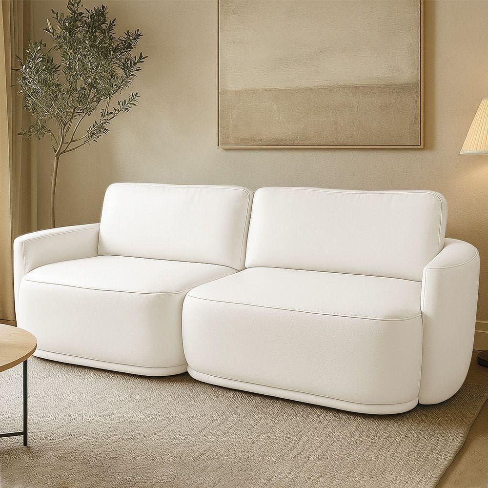 Sofá 2 Lugares Orgânico 194cm Modulado Para Sala Brumma Bouclê K01 - D`rossi Cor Off White