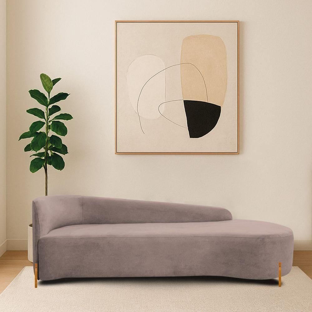 Divã Recamier Orgânico França 200cm Lado Dir Pés Madeira Linho Cor Rosê