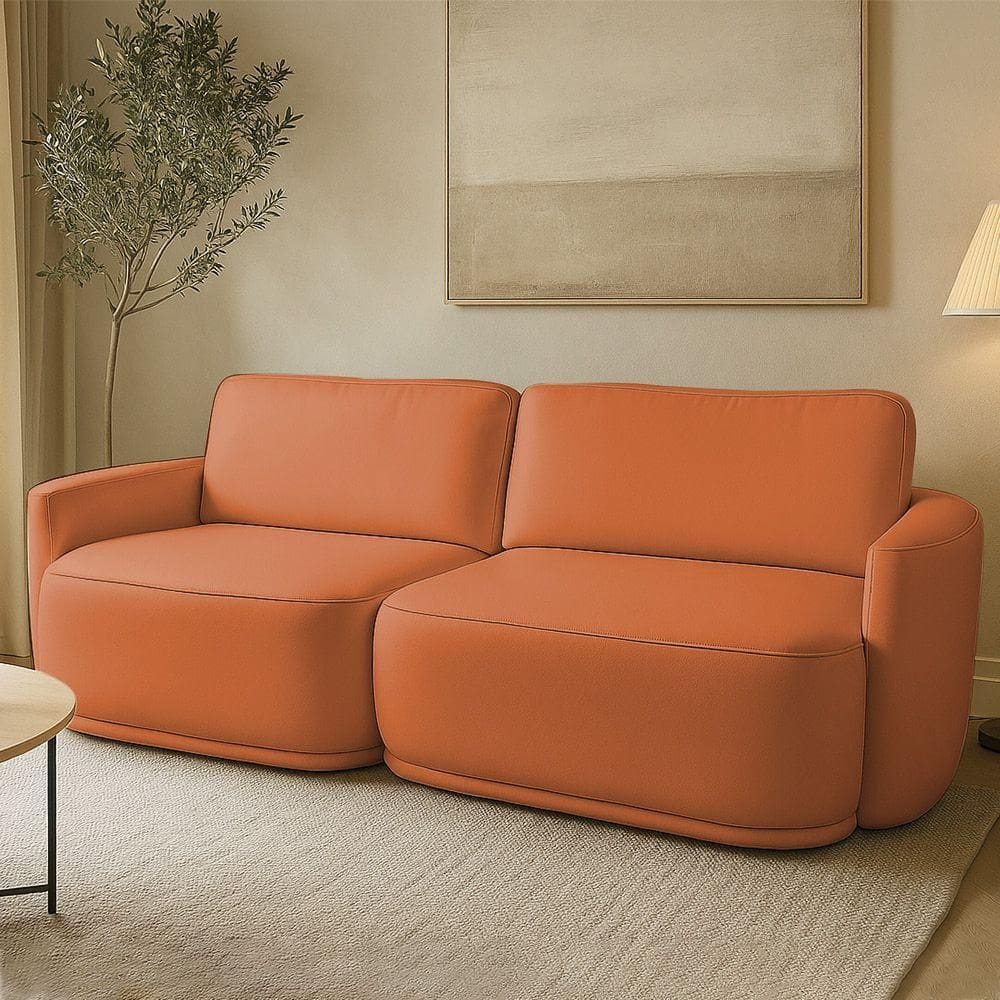 Sofá 2 Lugares Orgânico 194cm Modulado Para Sala Brumma Bouclê K01 - D`rossi Cor Terracota