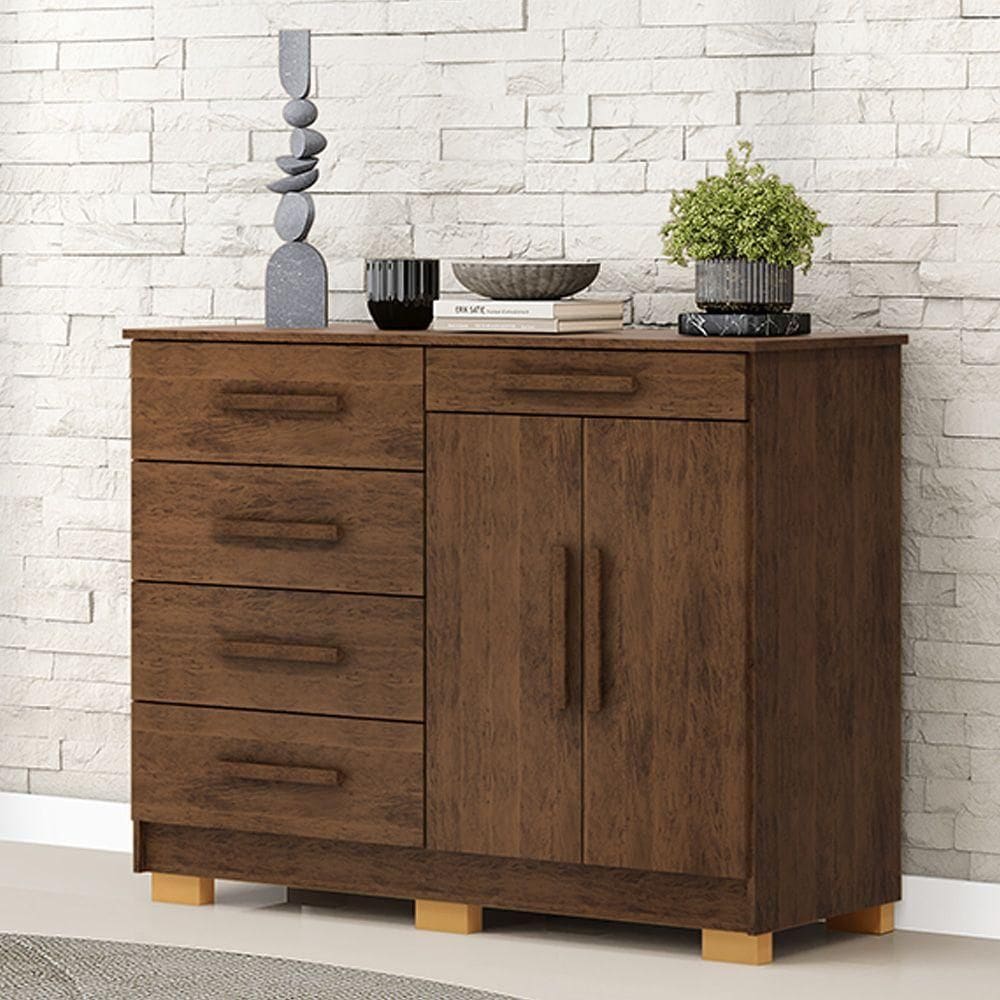 Cômoda Quarto 122cm Com 2 Portas Sapateira Vitória V01 - D`rossi Cor Imbuia
