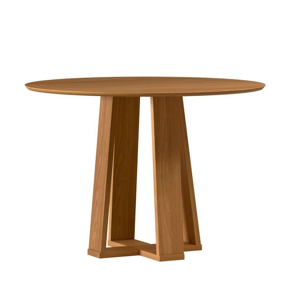 Mesa De Jantar Para 4 Lugares 1,00m Tampo Redondo Em Mdf Isabela Ypê - New Ceval