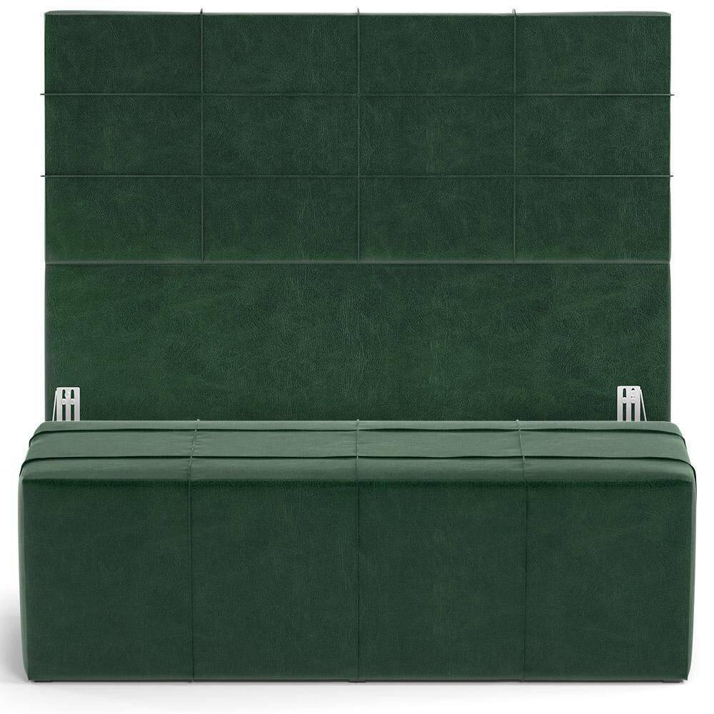 Kit Cabeceira Cama Box Queen 160cm Com Calçadeira Roma W01 Couríssimo Verde - Lyam