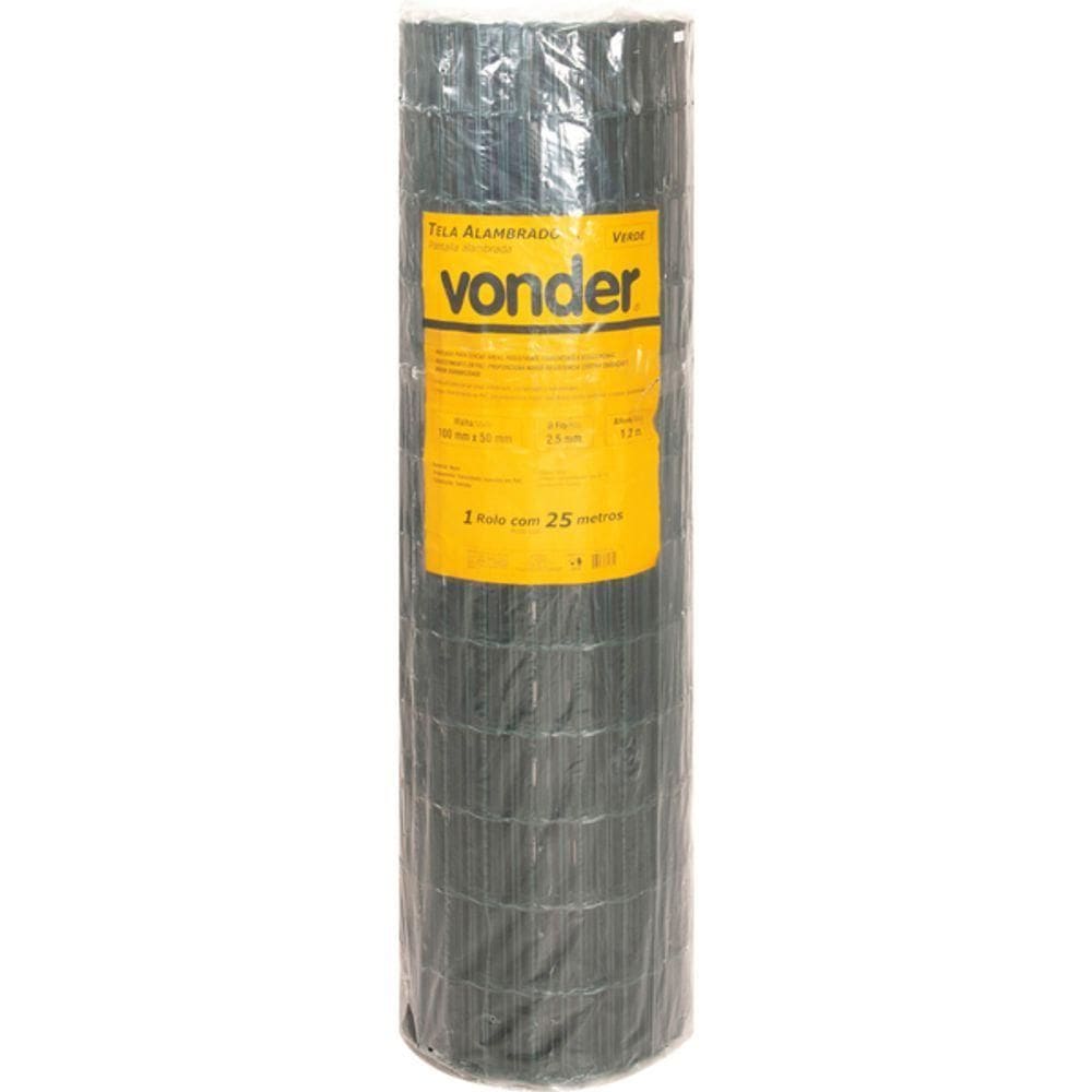 Tela Alambrado Verde 100x50x2,5mm 1,2x25 Metros Vonder