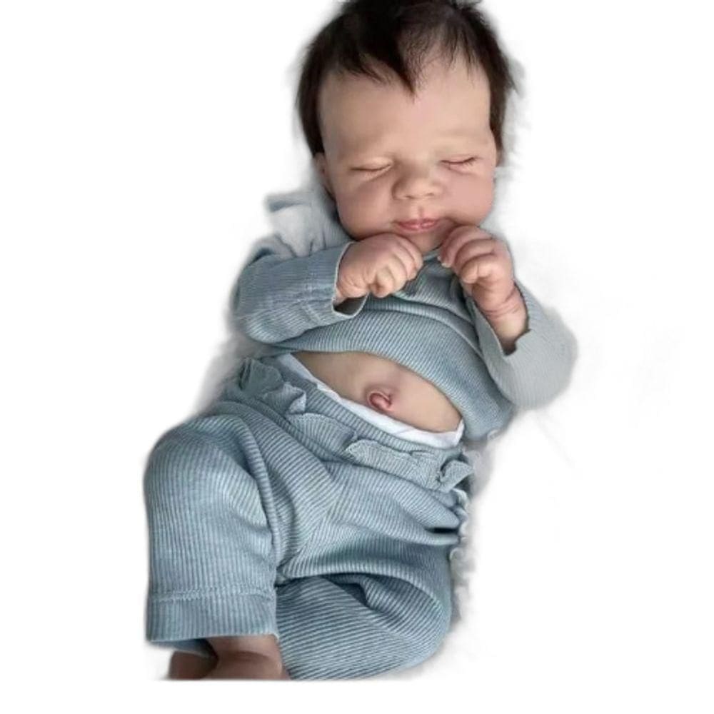Bebê Reborn Menina, Dormindo, Recém Nascido, Cabelo Fio A Fio Implantado