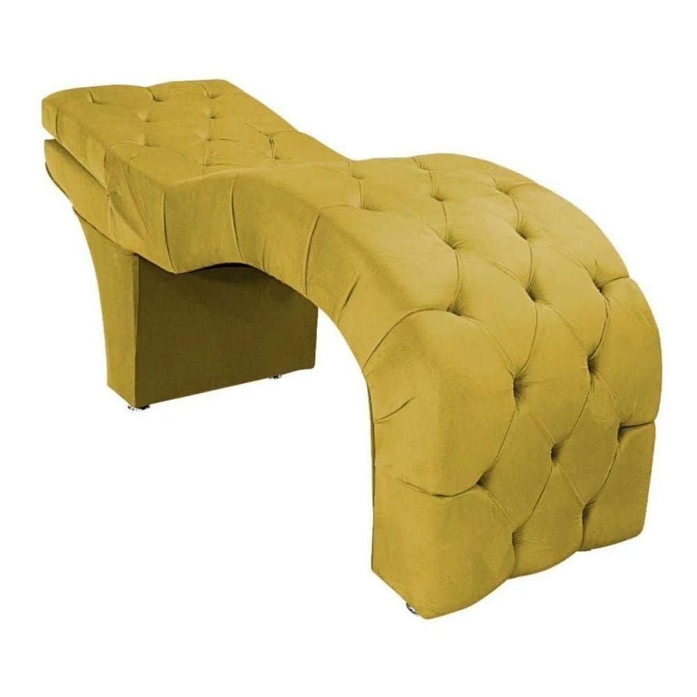 Maca Estética Estofada Reclinável Ergonômica Suede Eliana Cor:amarelo