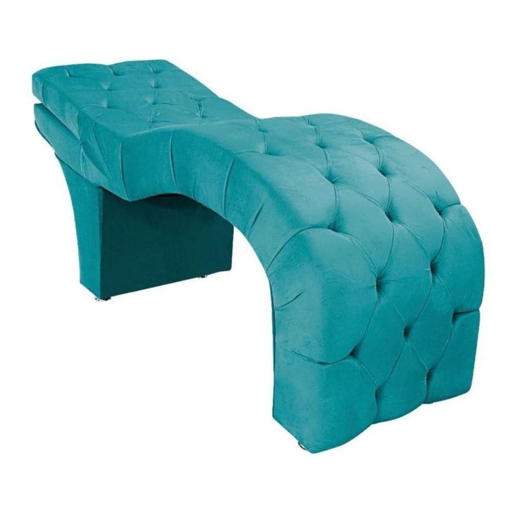 Maca Estética Estofada Reclinável Ergonômica Suede Marilia Cor:azul Turquesa