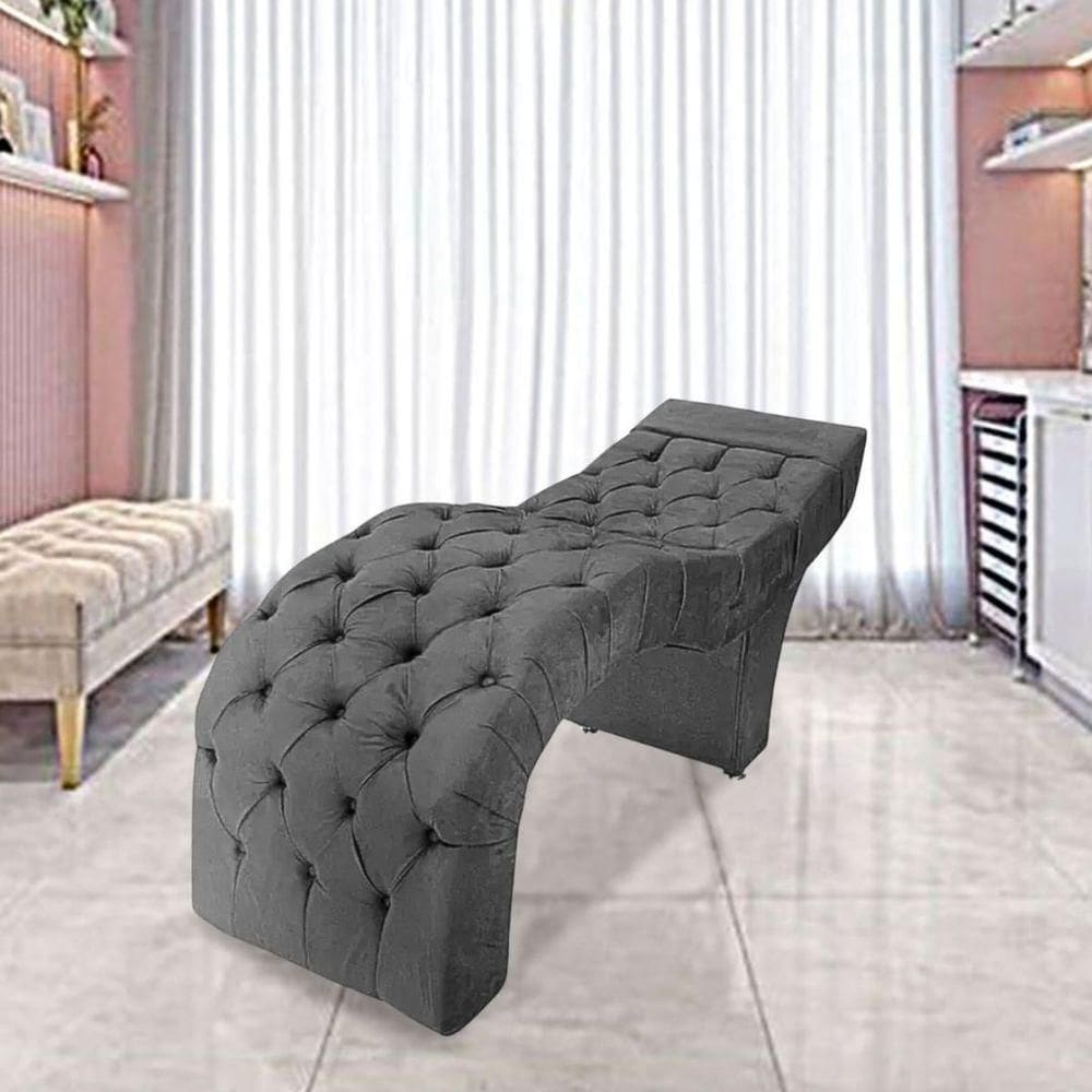 Maca Estofada Estética Cílios Salão Spa Suede Vivian Cinza