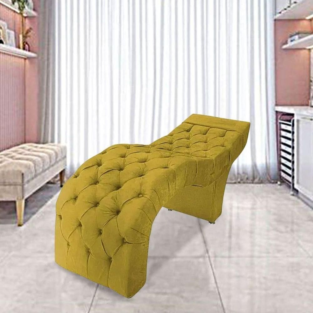 Maca Estofada Estética Cílios Salão Spa Suede Vivian Amarelo