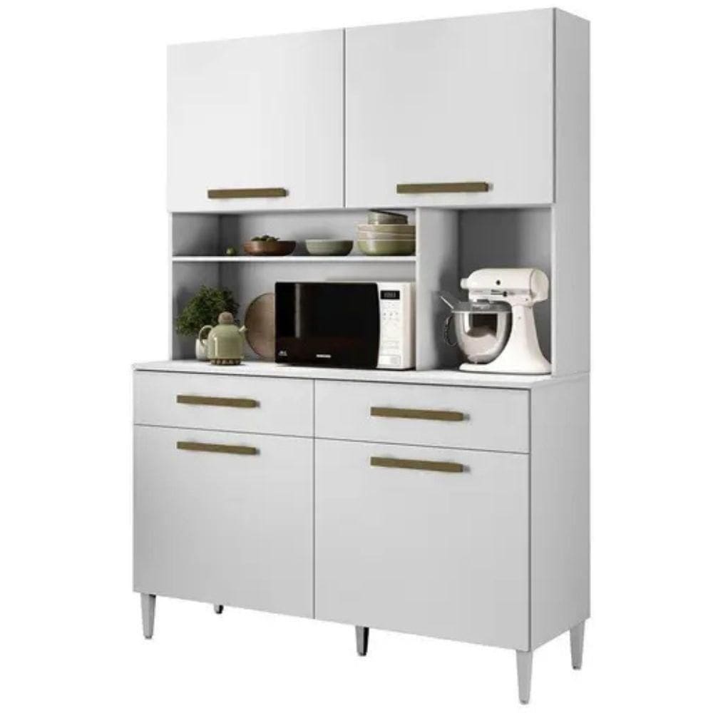 Armário De Cozinha Ceará 4 Portas 2 Gavetas Branco Kaiki Móveis