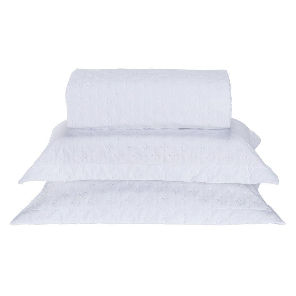 Kit Cobre Leito Milão Queen 3 Peças 100% Poliéster - Branco/branco