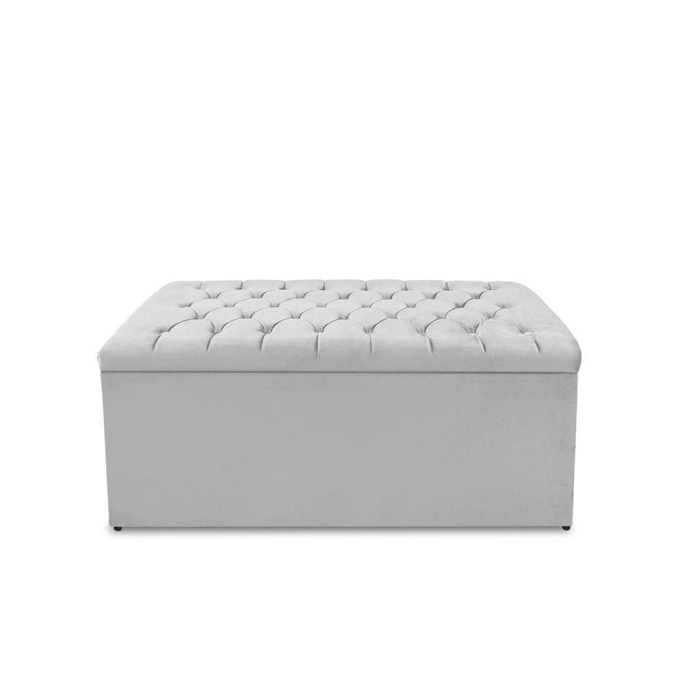 Calçadeira Baú Estofada Dunas Queen 160 Cm - Veludo Cinza