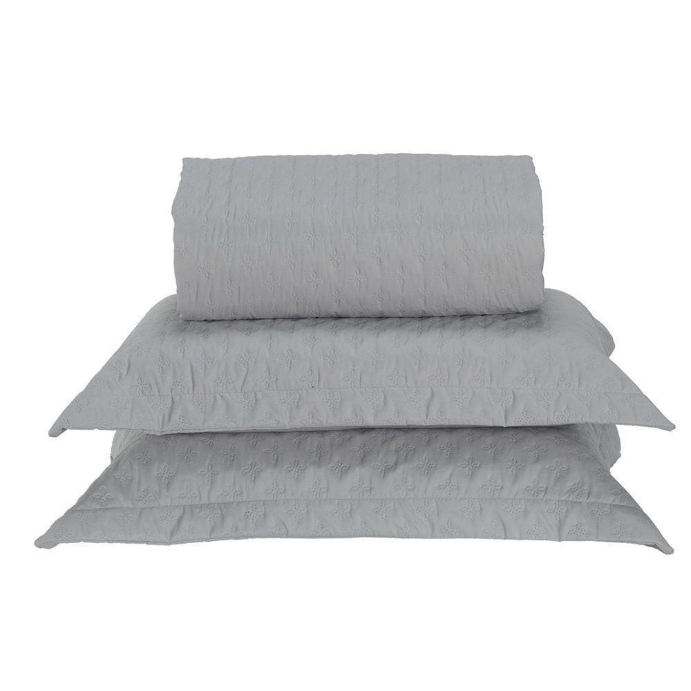 Kit Cobre Leito Milão Casal 3 Peças 100% Poliéster - Linho / Branco