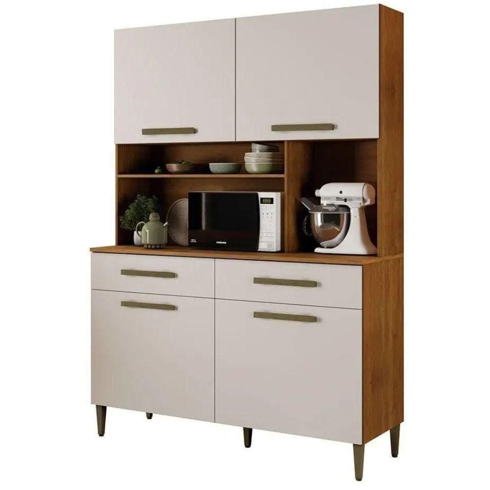 Armário De Cozinha Ceará 4 Portas 2 Gavetas Nature Off Kaiki Móveis