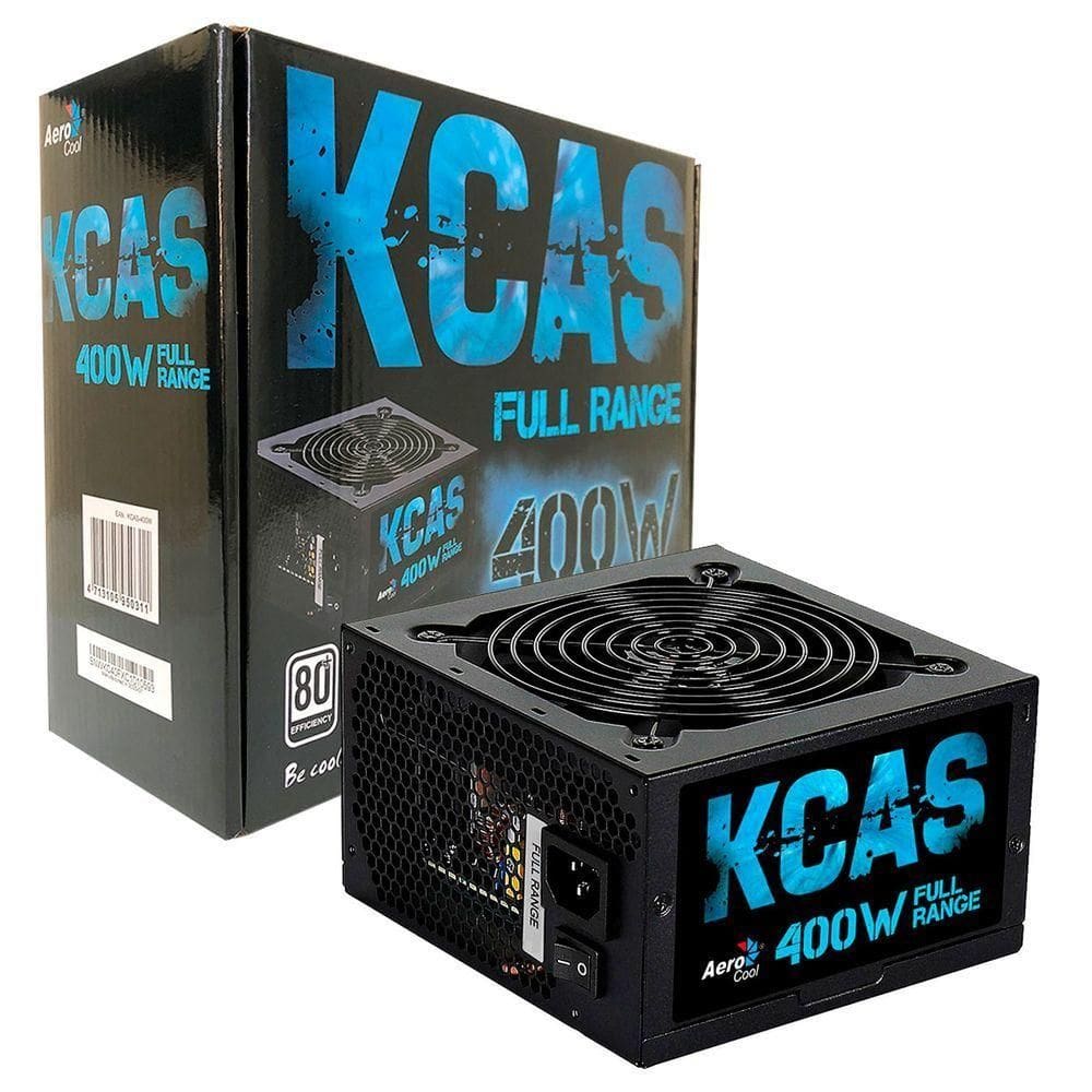 Fonte Gamer Aerocool Kcas 400w 80 Plus White Full Range Pfc Ativo