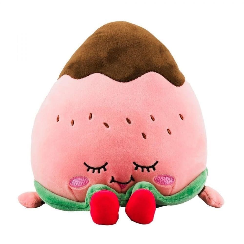 Pelúcia Morango Com Chocolate Rosto Feliz Fofo 20cm