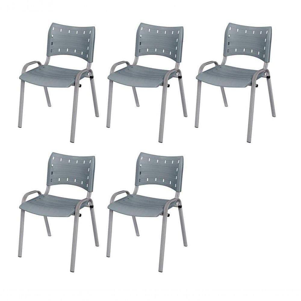 Cadeira Iso Base Cinza , Escritório Cinza Kit 5 Un