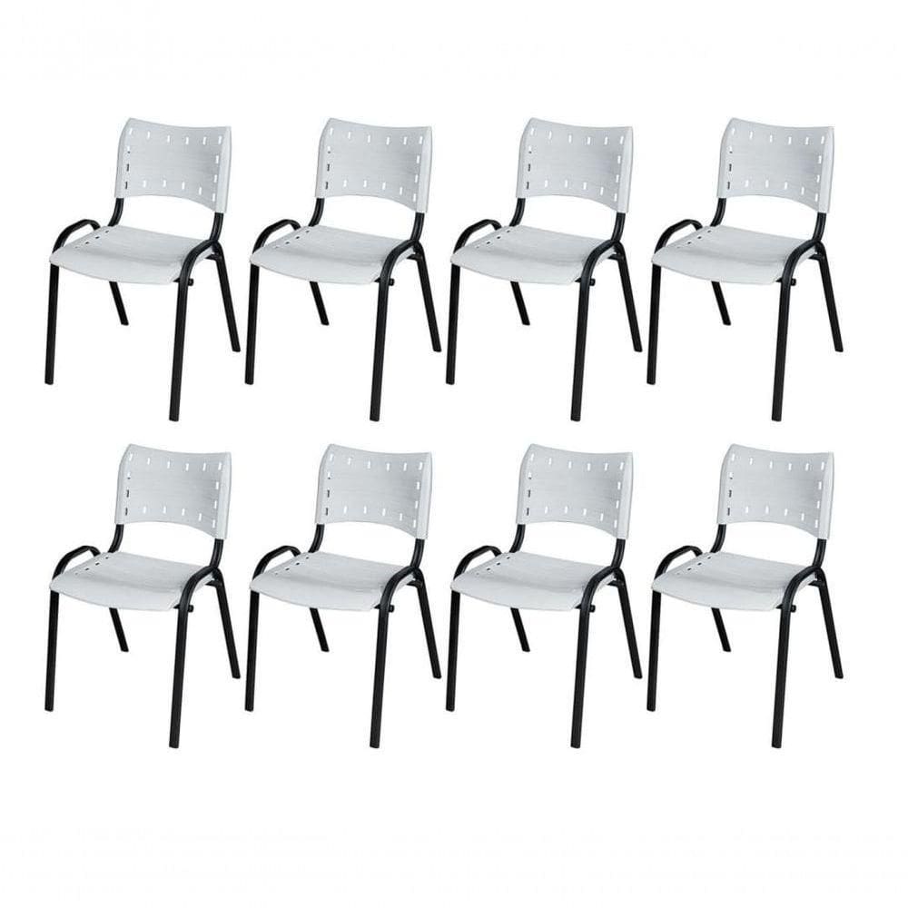 Cadeira Iso Base Preto , Escritório Branco Kit 8 Un