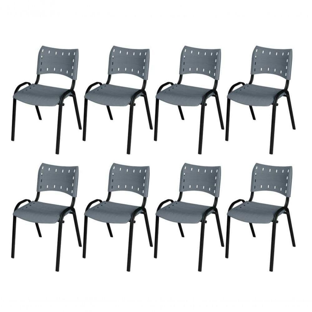Cadeira Iso Base Preto , Escritório Cinza Kit 8 Un