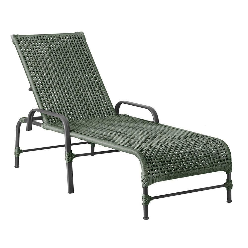 Espreguiçadeira Catar Corda Náutica Alumínio Jardim Piscina Verde