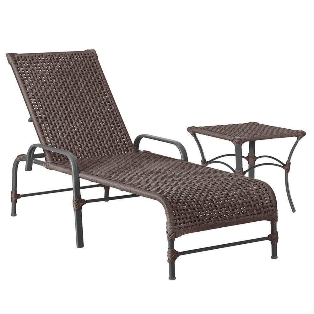 Espreguiçadeira Alumínio Catar Mesa Corda Náutica Piscina Marrom