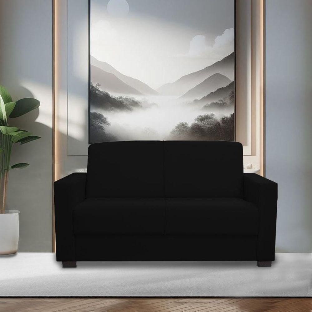 Sofá 3 Lugares Confortável 1,60m Livia Isa Estofados Preto