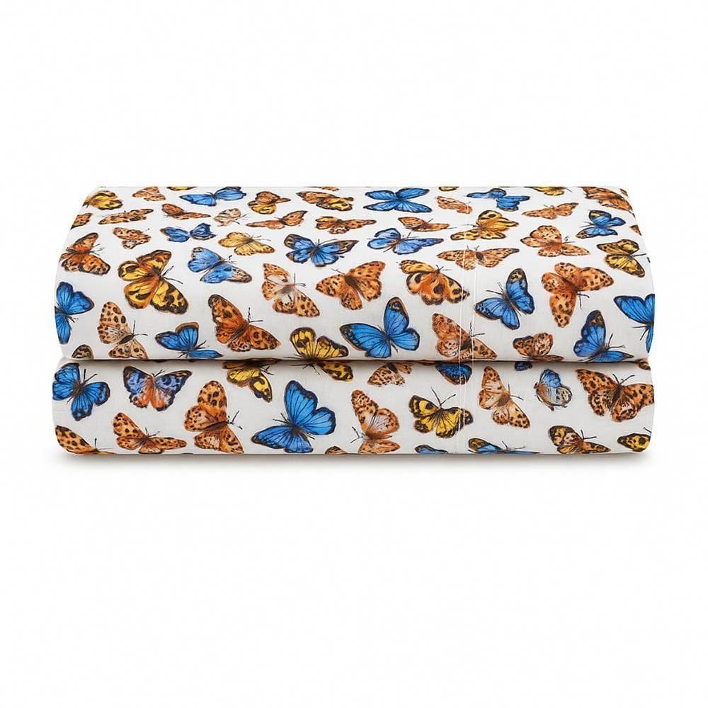 Lençol De Cima Avulso Luar Estampado Queen 01 Peça Malha 100% Algodão - Borboleta