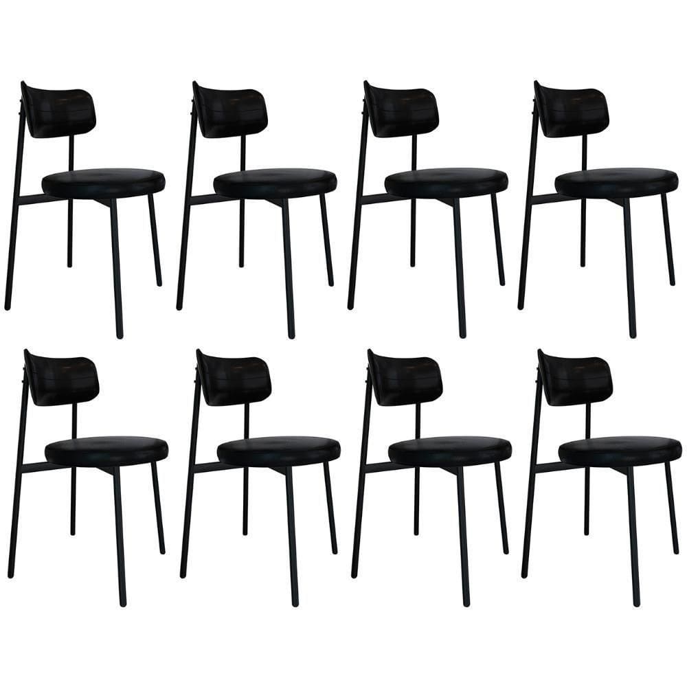 Cadeira De Jantar Estofada Kit 8 Nyka M25 Sintético Preto - Mpozenato