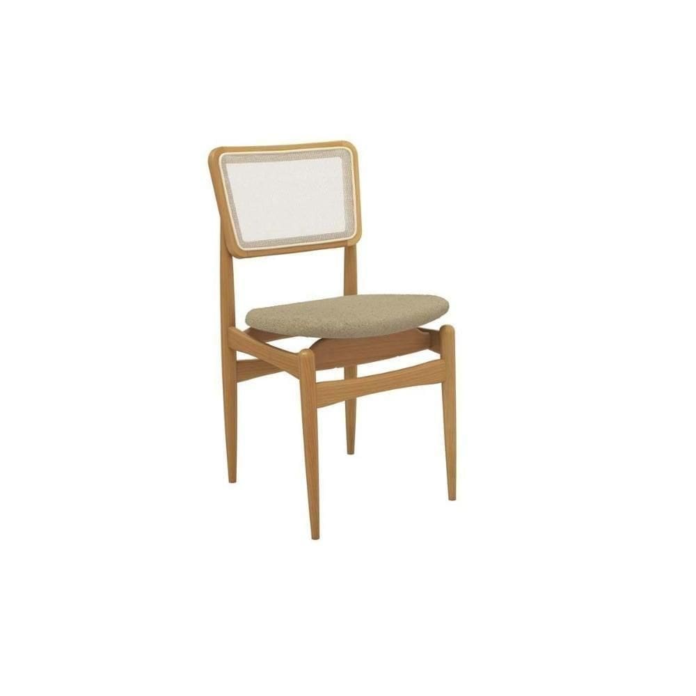 Cadeira Sala De Jantar Stela 1cmm013ca Premium Madeira Maciça 1 Un Carvalho-boucle Bege-tela Bege - Kappesberg