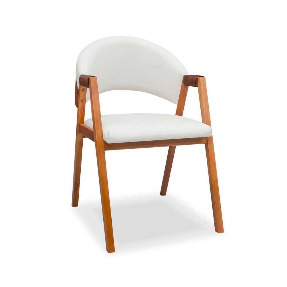 Cadeira Sala De Jantar Em Madeira Luiza Sintético Ds Home Sintético Branco