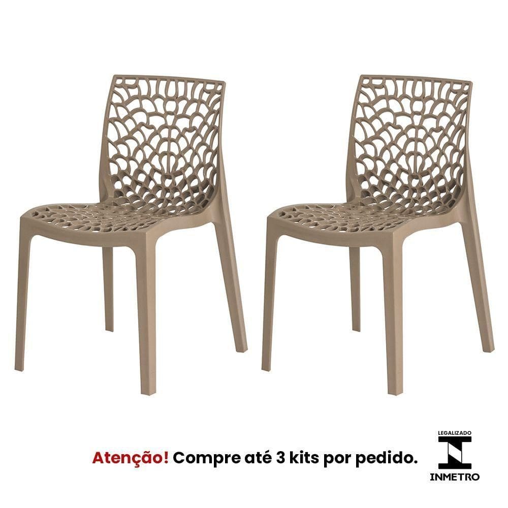Kit 2 Cadeiras Gruvyer Nude Sala Cozinha Jantar