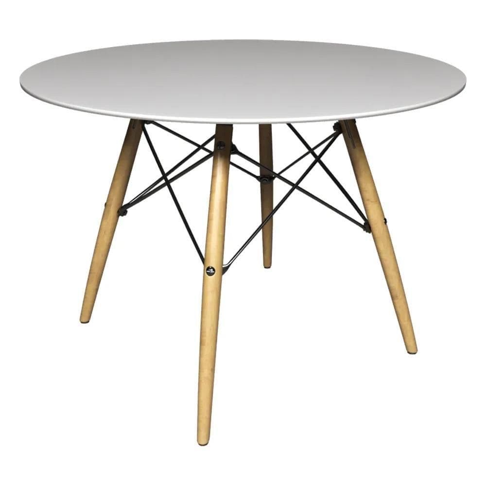 Mesa De Jantar 4 Lugares Redonda 120cm Tampo Mdf Pés Eiffel Paris R02 Branco - Mpozenato