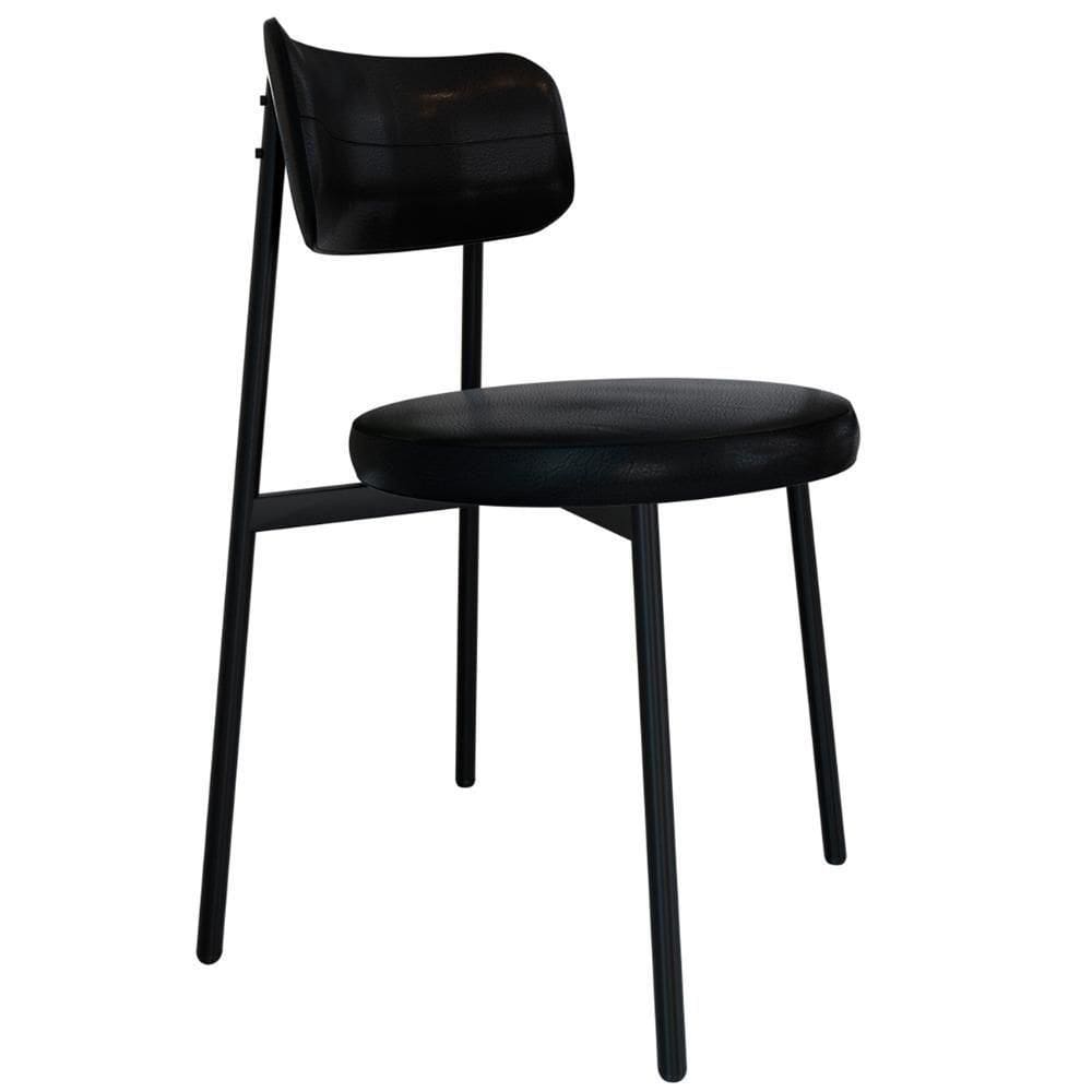 Cadeira De Jantar Estofada Fixa Nyka M25 Sintético Preto - Mpozenato