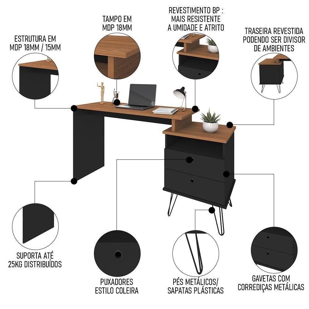 Conjunto Escritório Home Office 4 Peças Lux | Ponto