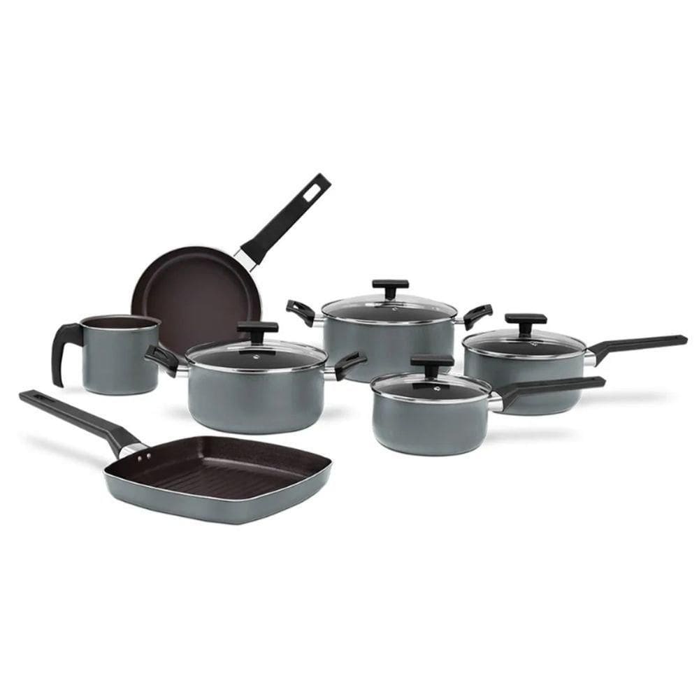 Jogo De Panelas 7 Peças Ceramic Life Preserve Cinza - Brinox