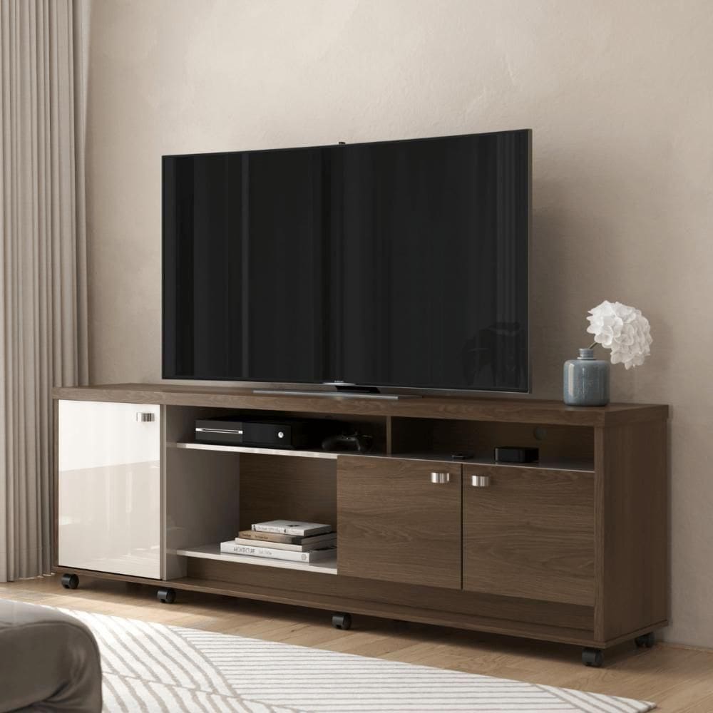 Balcao Tv Bucareste Imbuia-off White Perolizado