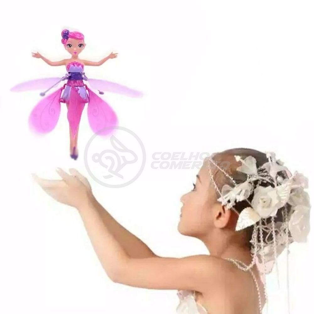 Boneco Princesa Aerocraft Fada Voadora Rosa 19Cm C/ Luz