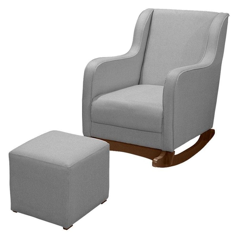 Poltrona Amamentação Aquila Plus Com Puff Linho Cinza - Fratello